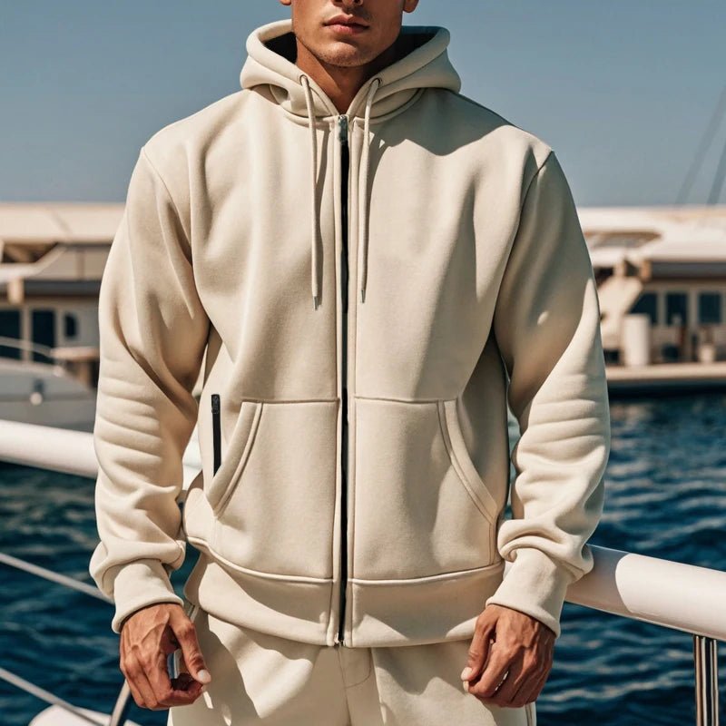 Men's Comfortable Thick Hooded Sweatshirt, Zipper Sports Shirt, Long - GymFashions.ca