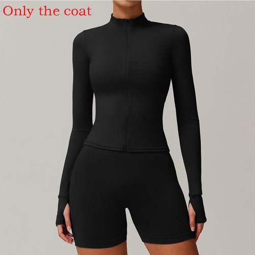 Women Zip Fitness Yoga Shirt Winter Warm Gym Top Woman Yoga Long - GymFashions.ca