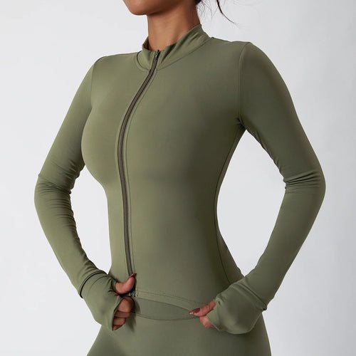 Women Zip Fitness Yoga Shirt Winter Warm Gym Top Woman Yoga Long - GymFashions.ca