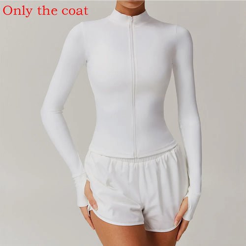 Women Zip Fitness Yoga Shirt Winter Warm Gym Top Woman Yoga Long - GymFashions.ca