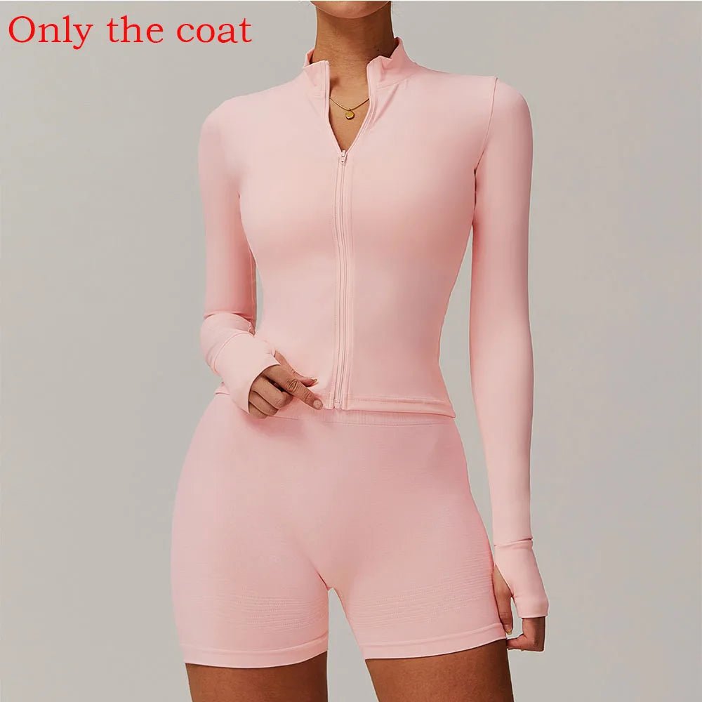 Women Zip Fitness Yoga Shirt Winter Warm Gym Top Woman Yoga Long - GymFashions.ca
